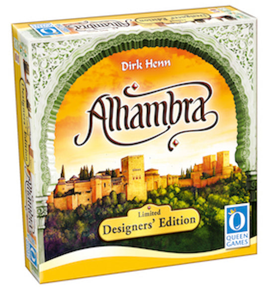 3D graphic of the Alhambra "Designers Edition" game box.